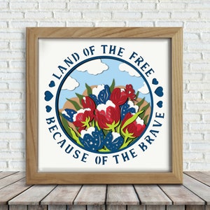 3D SVG PATRIOTIC Shadow Box, svg template Cricut, PATRIOTIC 3d Svg, patriotic Papercut Layered 3D Svg, Cricut Silhouette