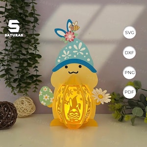 Lustige Oster Wichtel Laterne PDF, SVG, Studio Vorlage - Laterne für Lustige Osterdekoration - DIY Ostern Papierschnitt Vorlage