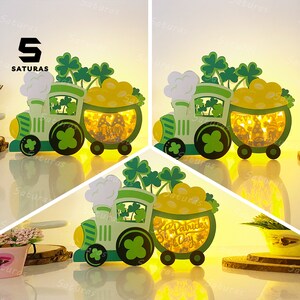 Pack de 3 faroles para caja de tren de la suerte (PDF, SVG, plantilla de estudio) - Farol para decorar cajas de tren de la suerte - Plantilla de corte de papel para caja de tren DIY