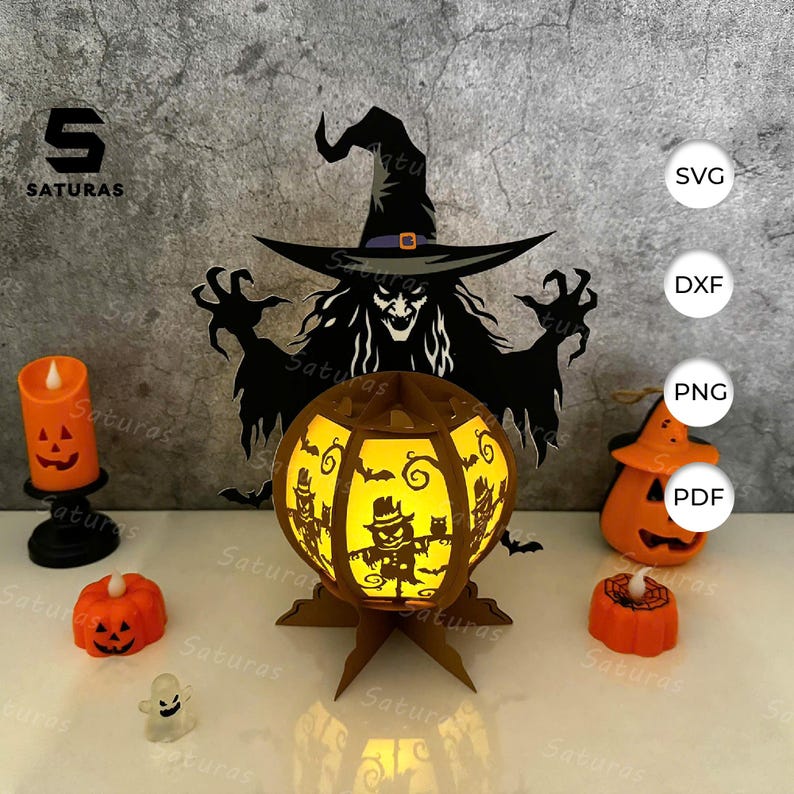 Witch Crystal Ball Lantern for Christmas Decoration, Lantern Witch