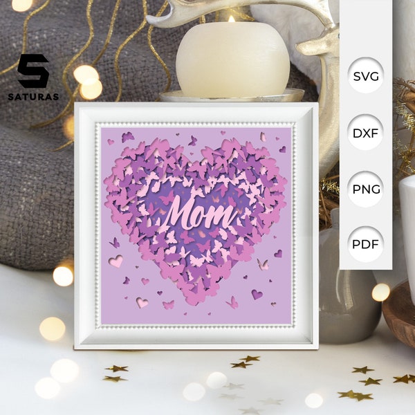 Butterfly Mom paper cut light box template, Sillhouette, 3D papercut lightbox svg file DIY, cutting Cricut, svg template Cricut, shadow box Butterfly Mom paper cut light box template, Sillhouette, 3D papercut lightbox svg file DIY, cutting Cricut, svg template Cricut, shadow box