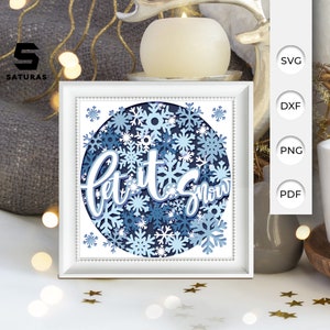 3D SVG Let It Snow Shadow Box, Let It Snow Papercut Layered 3D Svg, Snow 3D Svg ,Snow Shadow Box, Cricut Silhouette