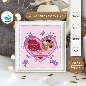 3D SVG Custom Wedding Poster Shadow Box, Anniversary Papercut Layered 3D Svg, Anniversary 3D Svg, Wedding Shadow Box, Cricut Silhouette 2
