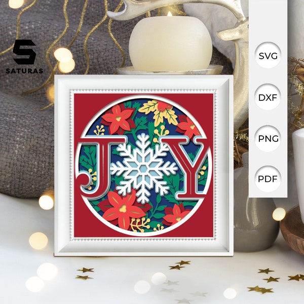 JOY paper cut light box template, Sillhouette, 3D papercut lightbox svg file DIY, cutting Cricut, svg template Cricut, shadow box