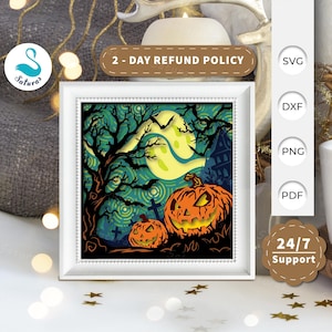 3D SVG Halloween Pumpkins Shadow Box, Halloween Papercut Layered 3D Svg, Halloween 3D Svg, Halloween Shadow Box, Cricut Silhouette