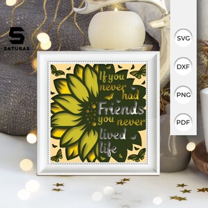 Scatola delle ombre dell'amicizia in formato SVG 3D, Carta ritagliata a strati dell'amicizia in formato SVG 3D, Scatola delle ombre dell'amicizia in formato SVG 3D, Cricut Silhouette 2
