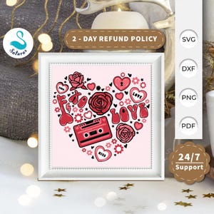 3D SVG Valentine&#39;s Day Shadow Box, 3D papercut lightbox svg file DIY, Valentine Papercut Layered 3D Svg, Cricut Silhouette, cutting Cricut