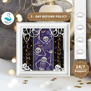 3D SVG Skeletons Shadow Box, Halloween Papercut Layered 3D Svg, Halloween 3D Svg, Halloween Shadow Box, Cricut Silhouette 3