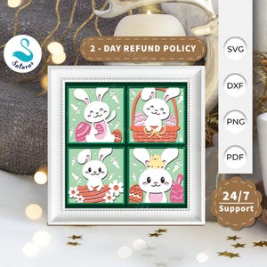 3D SVG Osterhase Schattenbox, 3D Papierschnitt Lightbox DIY, Ostern Papierschnitt Layered 3D svg, Cricut Silhouette, schneiden Cricut 4