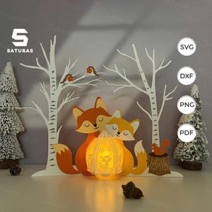 Laterne Fuchs Weihnachtslaterne PDF, SVG, Studio Vorlage - Laterne für Lucky Weihnachtsdekoration - DIY Weihnachten Papierschnitt Vorlage