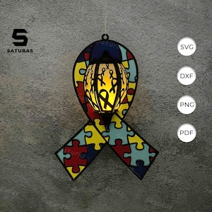 Autismelantaarn pdf, SVG, studiosjabloon - lantaarn voor huisdecoratie - DIY Home Paper Cut-sjabloon
