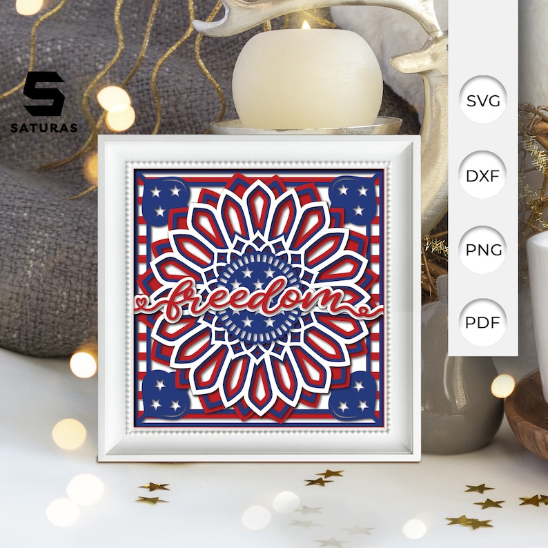 American Flag Paper Cut Light Box Template Sillhouette 3D Etsy