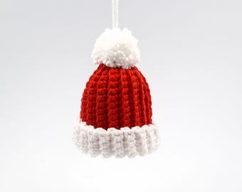 Modèle PDF au crochet pour un chapeau de Noël amigurumi en allemand et en anglais, décoration de sapin de Noël à faire soi-même