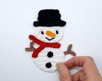 PDF Crochet Pattern Snowman Applique in German and English, Christmas Decoration