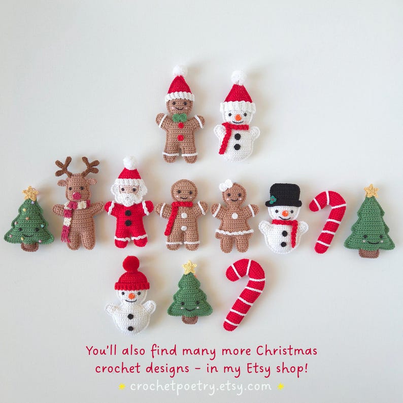 Modèle PDF au crochet pour Rudolph le renne, en allemand et en anglais, décoration de Noël image 4