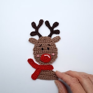 Häkelanleitung für ein gehäkeltes Rentier als Baumschmuck oder Applikation zu Weihnachten