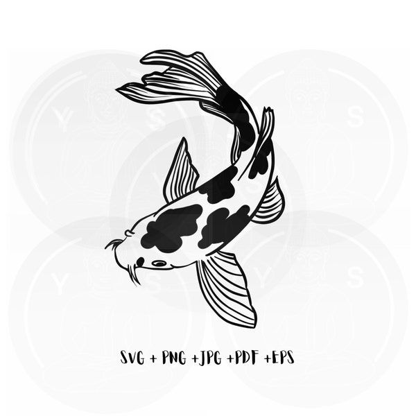 Koi Fish - hand-drawn clipart Svg/ Png Jpg Pdf Eps/ Instant Download/Cricut/ Silhouette/ Cut File/ Clipart/ Vector Files/ Digital/ Asian Art