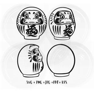 Japanese Daruma Doll - hand-drawn clipart Svg Png Jpg Pdf Eps/ Instant Download/Cricut/Silhouette/ Cut File/ Clipart/ Vector Files/Asian Art