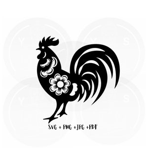 Rooster - 12 Chinese zodiac animals clipart Svg/ Png Jpg Pdf/Cricut/ Silhouette/ Cut File/ Clipart/ Vector Files/Asian Art/