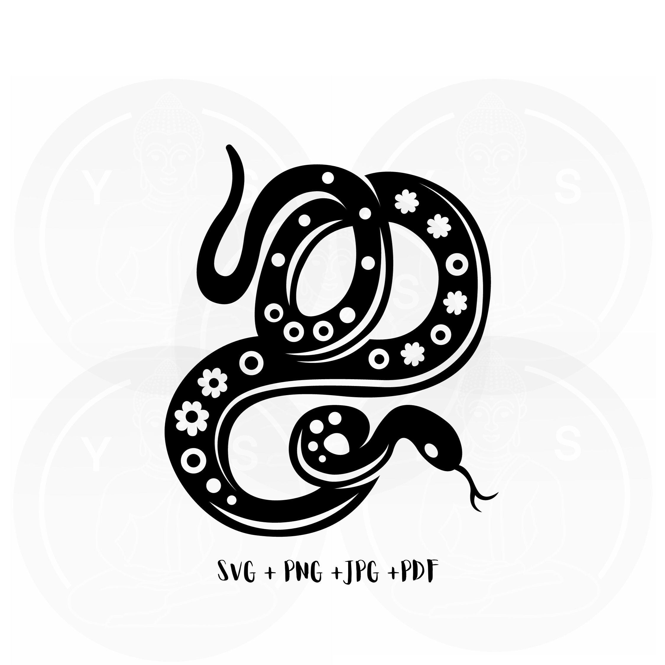 Snake - 12 Chinese zodiac animals clipart Svg/ Png Jpg Pdf/Cricut/ Silhouette/ Cut File/ Clipart/ Vector Files/Asian Art/