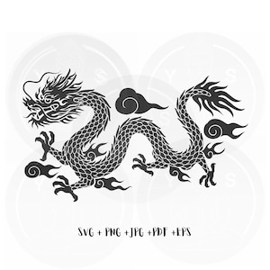 Chinese Dragon - hand-drawn clipart Svg/ Png Jpg Pdf Eps/Cricut/ Silhouette/ Cut File/ Clipart/ Vector Files/Asian Art/
