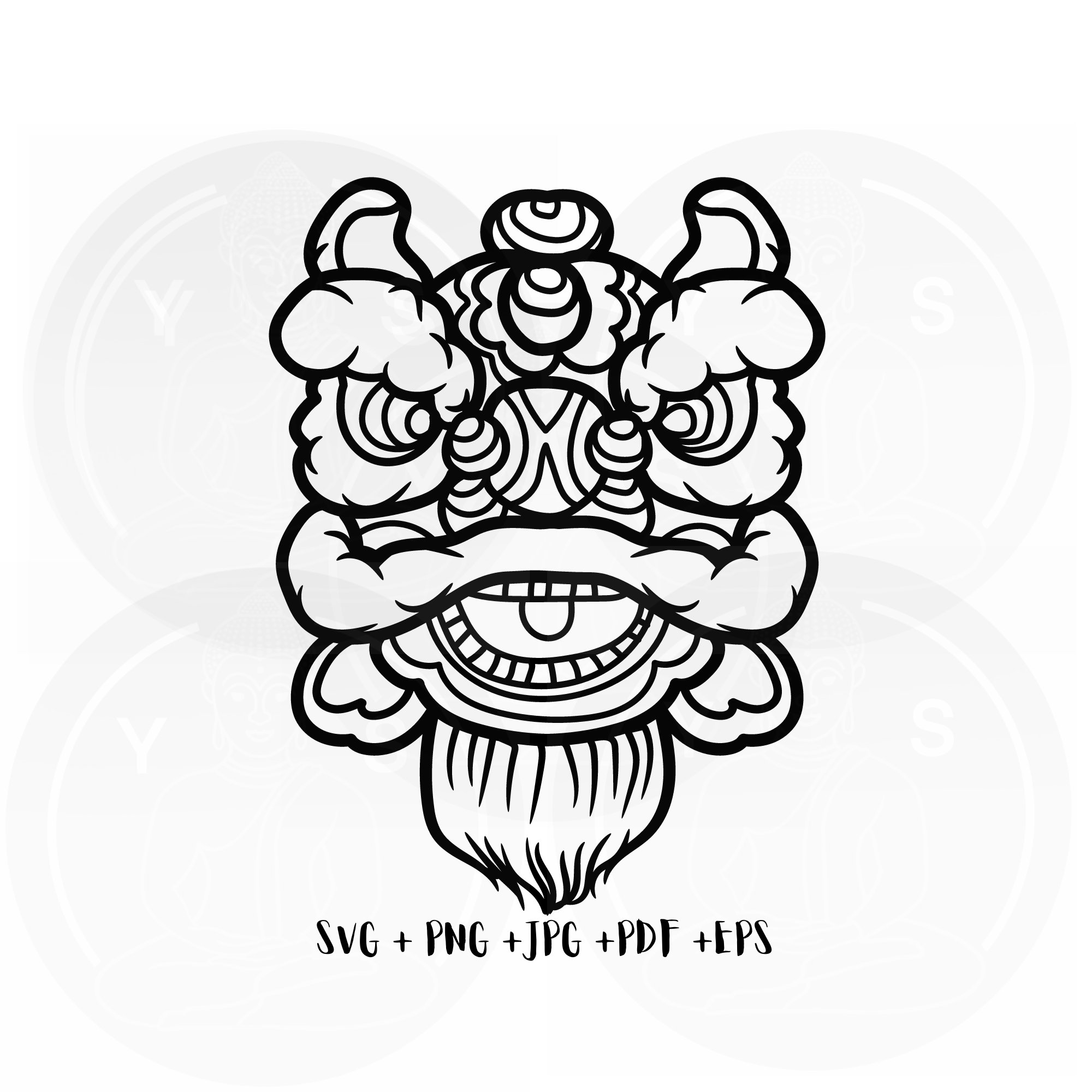 Chinese New Year Lion Dancer Head Handdrawn Clipart Svg/png Jpg Pdf Chinese New Year Lion Dancer Head Handdrawn Clipart Svg/png Jpg Pdf