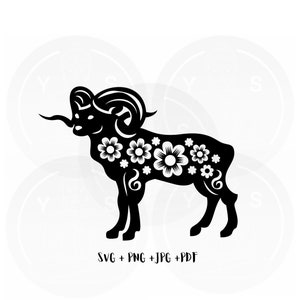 Goat - 12 Chinese zodiac animals clipart Svg/ Png Jpg Pdf/Cricut/ Silhouette/ Cut File/ Clipart/ Vector Files/Asian Art/
