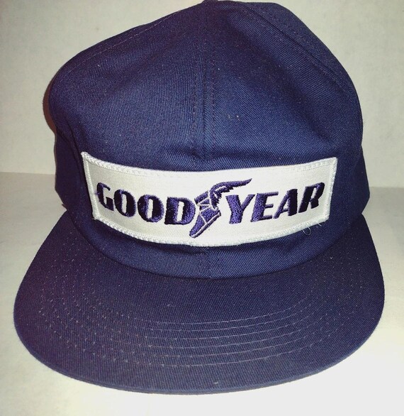 Goodyear Snapback Hat White Patch Trucker Cap Blue - image 1