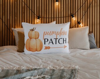 Fall/Autumn Pillow - Adorable Pumpkin pillow - Rustic Pumpkin Patch Lumbar Pillow -  Cozy Fall Decor Accent - Autumn Vibes - 20" x 14"
