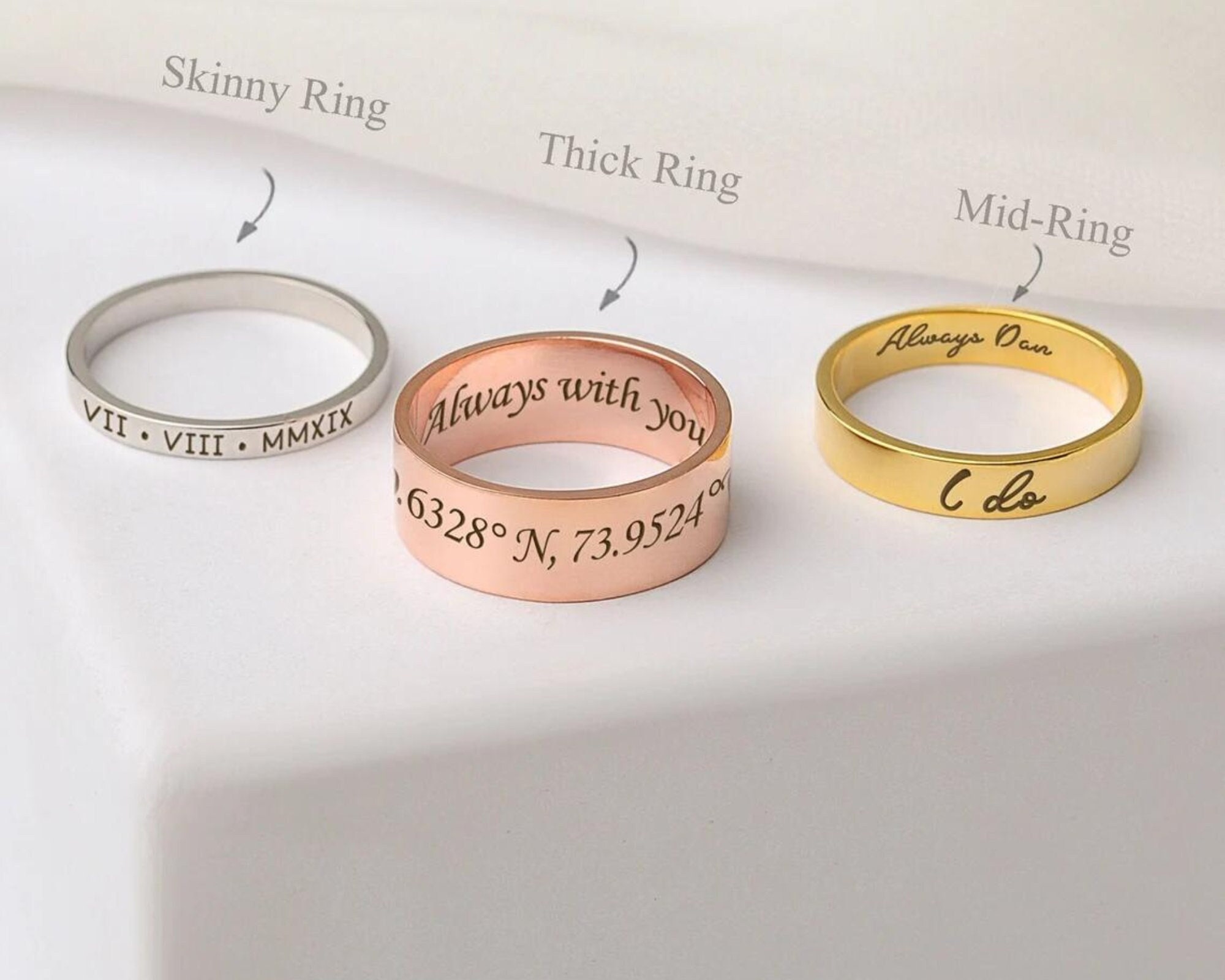 Engraved Name Ring - Hand Stamped Style with Rose Gold Plating - MYKA