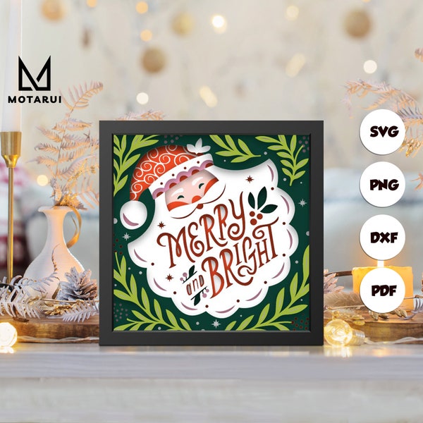 Merry bright shadow box svg, Merry bright paper cut light box, cricut files, 3D Custom Name shadow box, layered cardstock svg Merry bright shadow box svg, Merry bright paper cut light box, cricut files, 3D Custom Name shadow box, layered cardstock svg