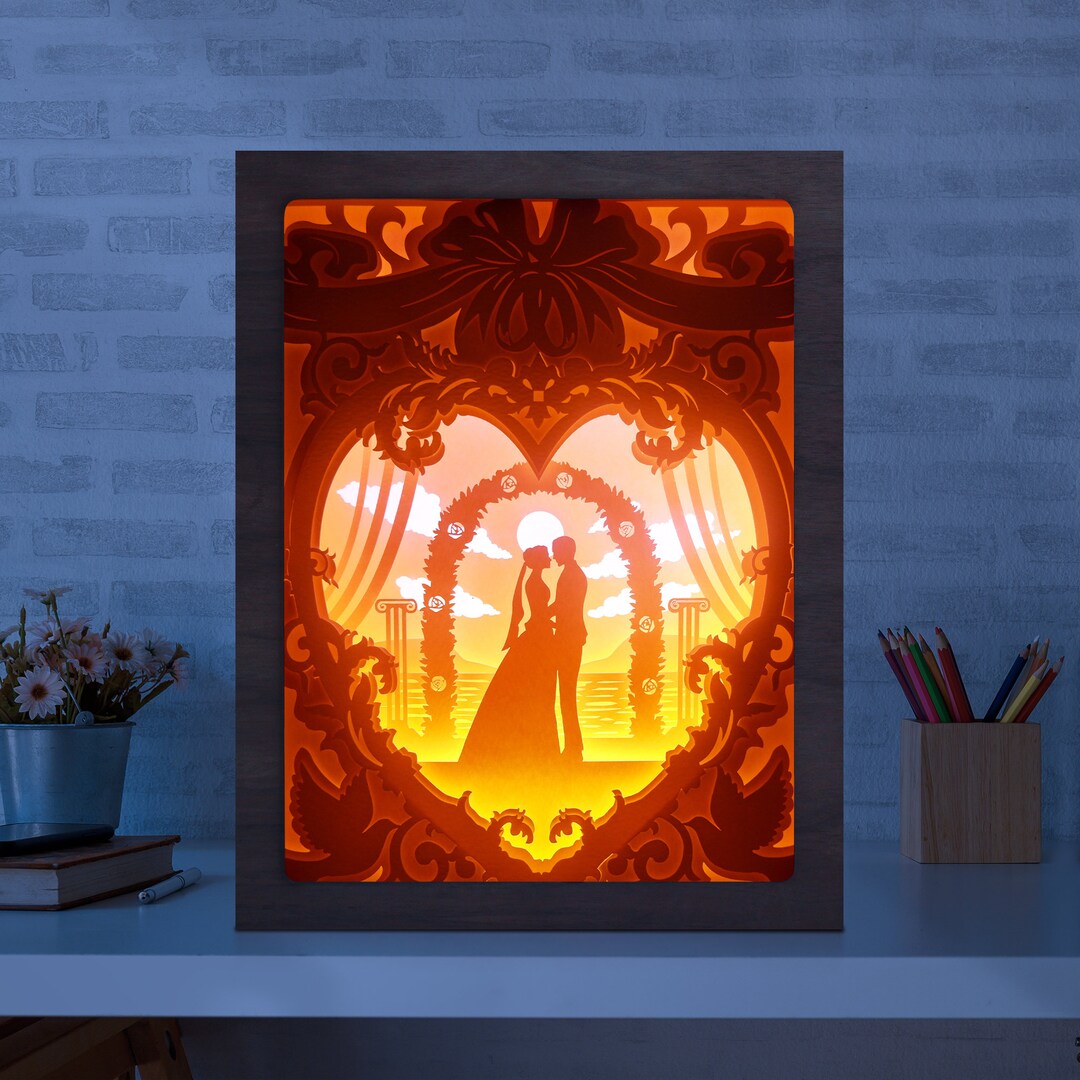 Happy Wedding 3d Shadow Box Paper Shadow Box Paper Cut Etsy