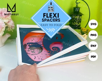 Flexi Paper Spacers Digital File DIY For Rectangle Box, 3D Shadow Box, 3D Light Box, Paper Cut Light Box 8x10 inches and 20x26 cm