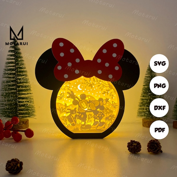 Mickey Love 2 Mouse Box 2 Lampe pour le décor de la Saint-Valentin, Mickey Love 2 SVG pour Cricut Project DIY, Valentine Shadow Box