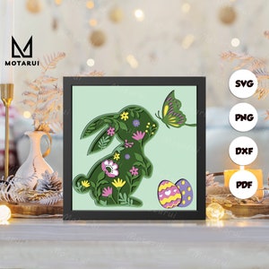 Páscoa 3D, Modelo de Caixa de Sombra Recortada em Papel 3D, Caixa de Sombra SVG, Para Cricut, Arquivos Digitais SVG para Download, Lightbox 14