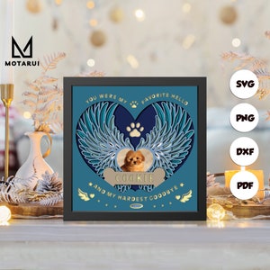 Mémorial des ailes d'ange 3D, modèle de boîte d'ombre en papier découpé 3D, boîte d'ombre SVG, pour Cricut, fichiers SVG à téléchargement numérique, Lightbox 2