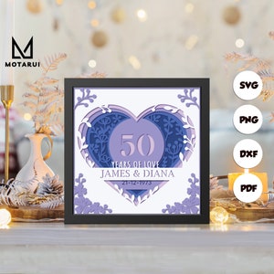 Anniversaire 3D, modèle de boîte d'ombre en papier découpé 3D, boîte d'ombre SVG, pour Cricut, fichiers SVG à téléchargement numérique, Lightbox