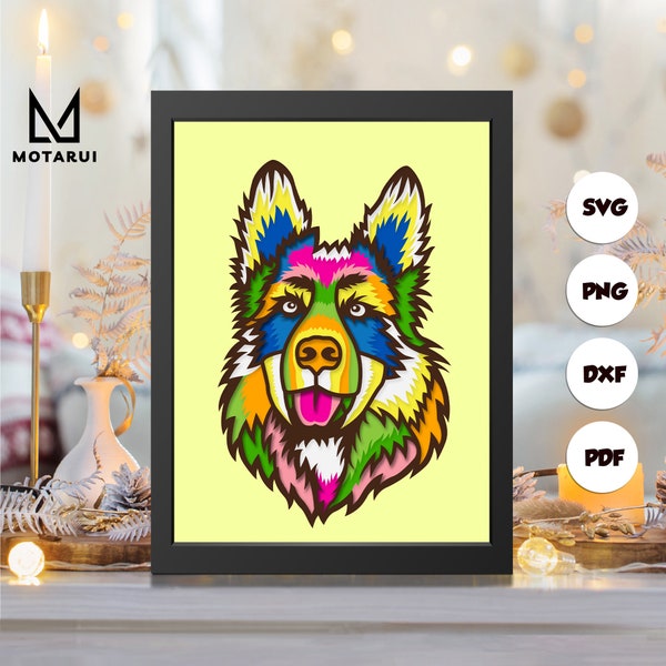 German Shepherd shadow box svg, Dog paper cut light box, cricut files, 3D Dog shadow box, layered cardstock svg German Shepherd shadow box svg, Dog paper cut light box, cricut files, 3D Dog shadow box, layered cardstock svg