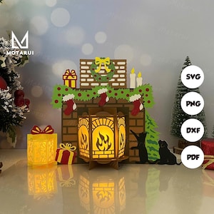 Lámpara de chimenea con forma de farol para decoración del hogar, SVG de farol para chimenea para proyectos de Cricut DIY, caja de sombras de farol para chimenea