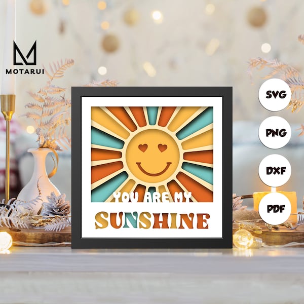 Sunshine shadow box svg, Sunshine paper cut light box, cricut files, 3D Sunshine shadow box, layered cardstock svg