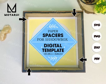 Cardstock Spacers Digital File DIY For Square Box, 3D Light Box, Shadow Box, Paper Cut Light Box 20x20 cm (8x8 inches)