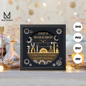 3D Dad's Workshop、3Dペーパーカットシャドウボックステンプレート、シャドウボックスSVG、Cricut用、SVGデジタルダウンロードファイル、ライトボックス