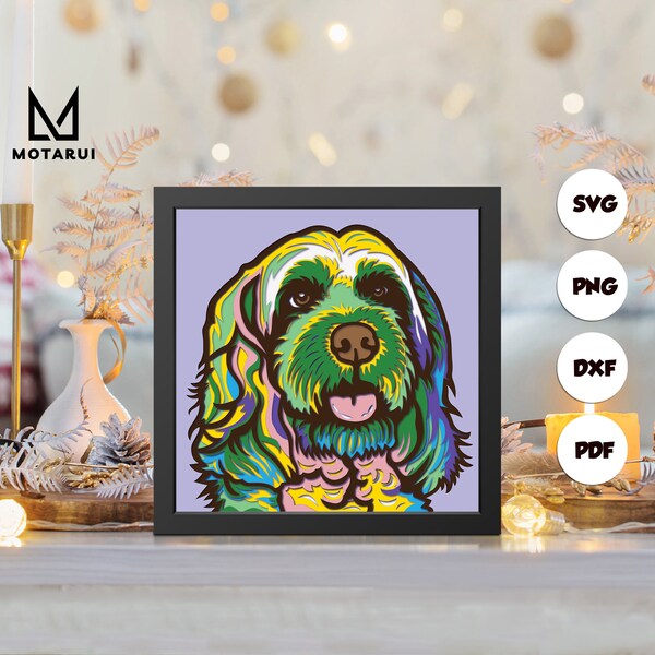 Cockapoo Shadow shadow box svg, Cockapoo paper cut light box, cricut files, 3D Cockapoo shadow box, layered cardstock svg