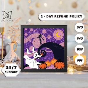 3D Starry Nightmare, 3D Paper Cut Shadow Box Template, Shadow Box SVG, For Cricut, SVG Digital Download Files, Lightbox