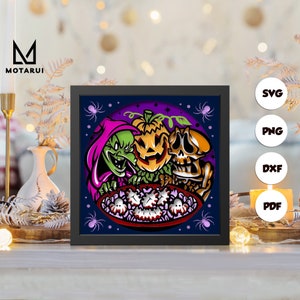 Spooky Halloween  shadow box svg, Halloween paper cut light box, cricut files, 3D Halloween shadow box, layered cardstock svg