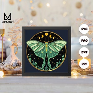 3D Night Butterfly, 3D Paper Cut Shadow Box Template, Shadow Box SVG, For Cricut, SVG Digital Download Files, Lightbox