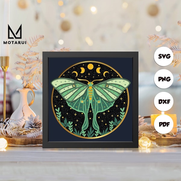Night Butterfly Shadow shadow box svg, Butterfly paper cut light box, cricut files, 3D Butterfly shadow box, layered cardstock svg