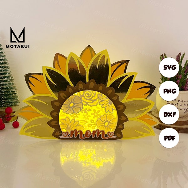 Flower Mom Box Lamp For Valentine Decor, Flower Mom Box SVG for Cricut Project DIY, Flower Mom Box Shadow Box