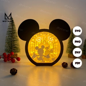Mickey Love 2 Mouse Box 1 Lampa na Walentynki Dekoracja, Mickey Love 2 SVG dla Cricut Project DIY, Valentine Shadow Box