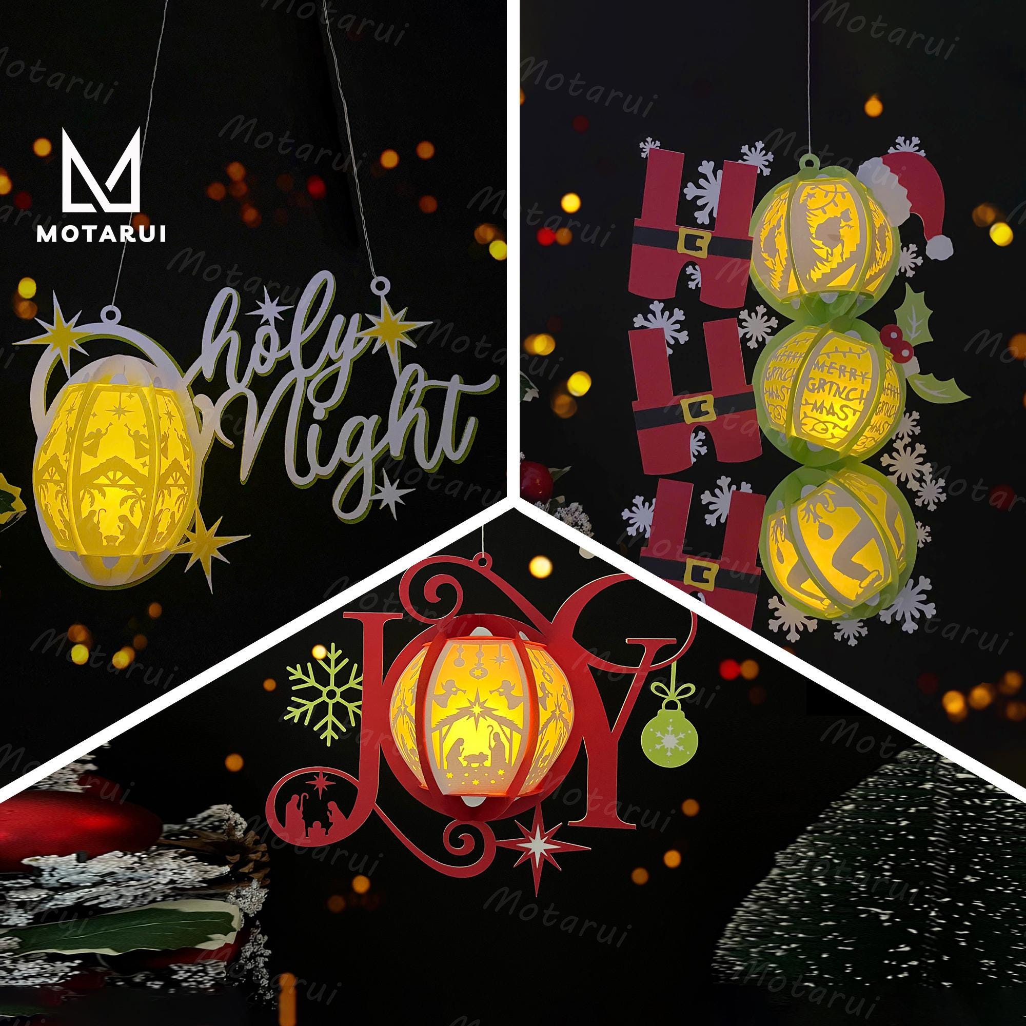 Pack 3 Lantern Christmas 2 Lamp For Home Decor, Lantern Christmas SVG for Cricut Project DIY, Lantern Christmas Shadow Box
